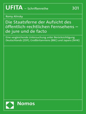 cover image of Die Staatsferne der Aufsicht des öffentlich-rechtlichen Fernsehens – de jure und de facto